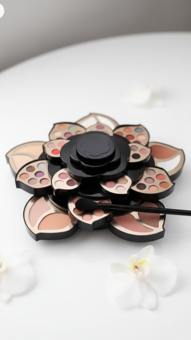 Multifunctional Makeup Full Set with Black Floral Palette