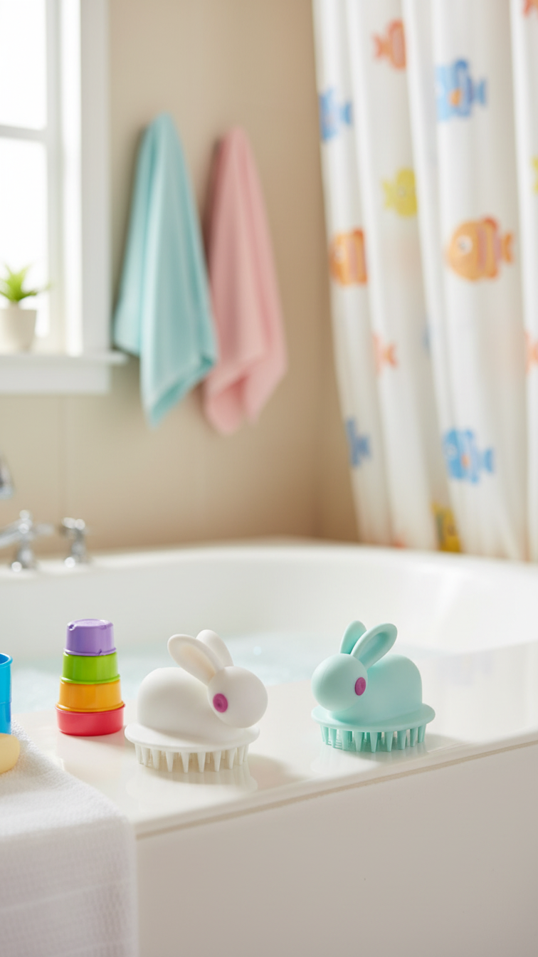 Soft Rubber Shampoo Brush for Kids' Scalp Massage