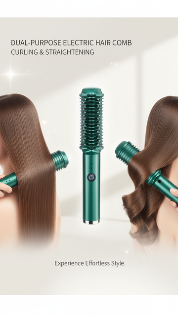 Dual-Purpose Electric Hair Comb for Curling & Straightening